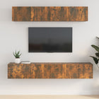Tv-meubelset bewerkt hout gerookt eiken 5-delig
