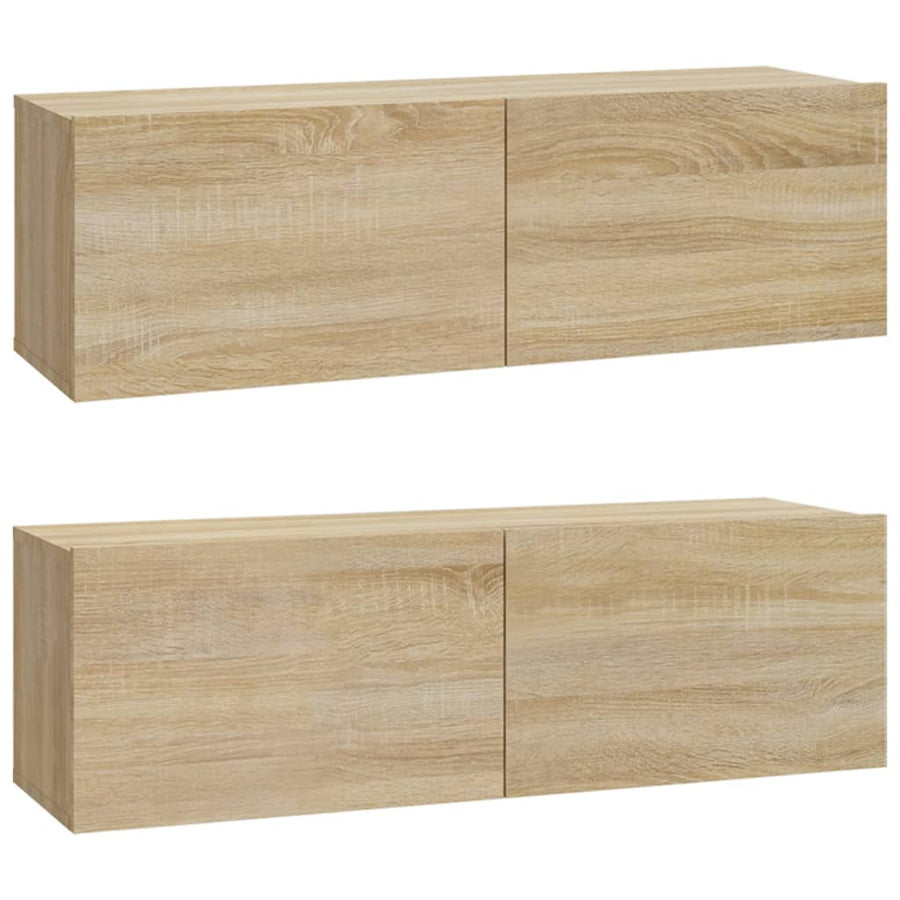 5-Delige Tv-Meubelset Bewerkt Hout Kleurig 100 cm Sonoma eiken