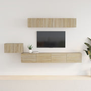 Tv-meubelset 5-delig bewerkt hout 100 cm