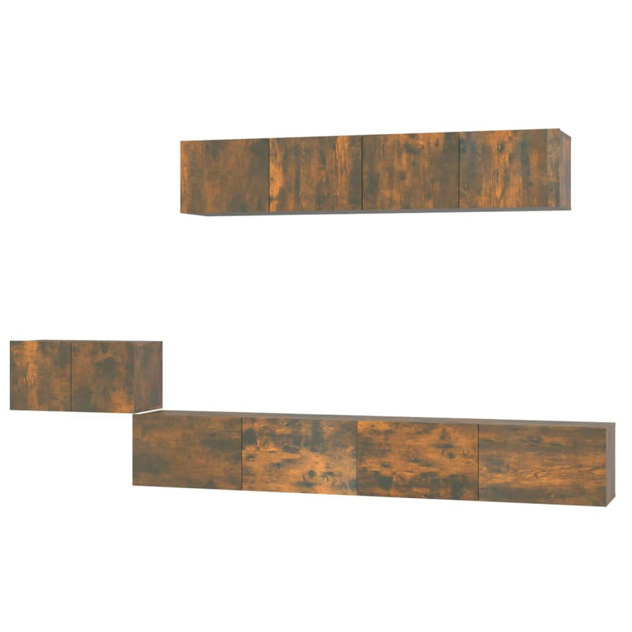 -Delige Tv-Meubelset Bewerkt Hout Kleurig 100 x 30 x 30 cm Gerookt eiken