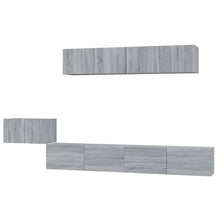 -Delige Tv-Meubelset Bewerkt Hout Eikenkleurig 100 x 30 x 30 cm Grijs sonoma