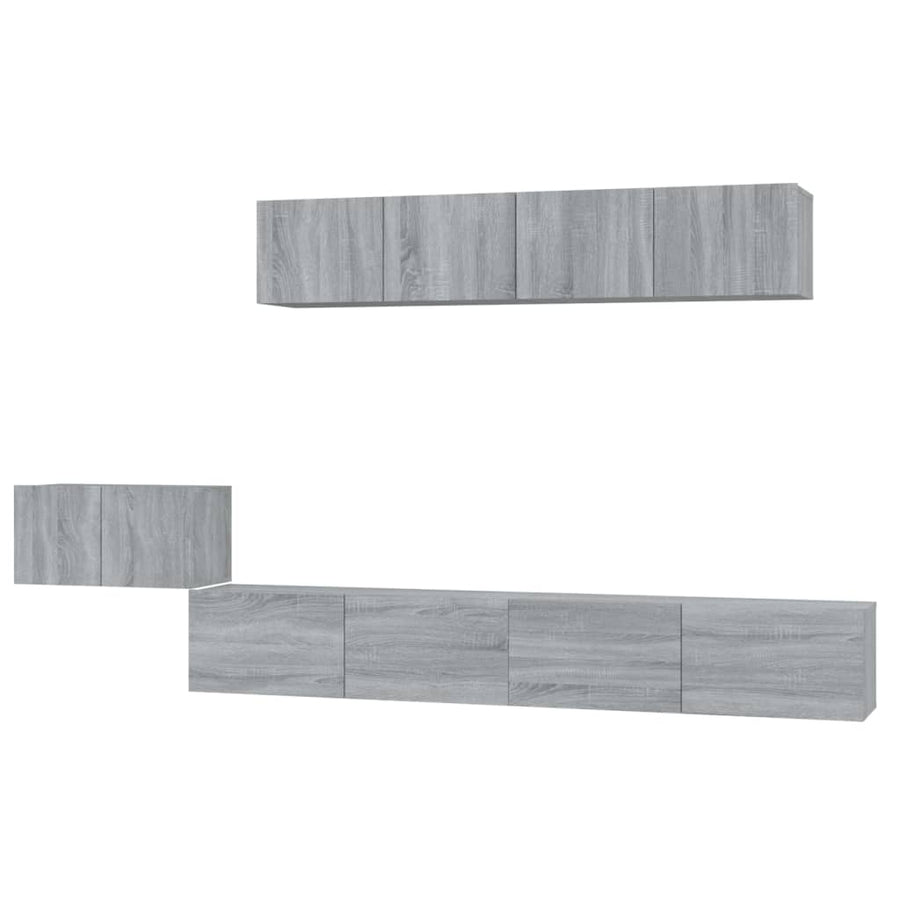 -Delige Tv-Meubelset Bewerkt Hout Eikenkleurig 100 x 30 x 30 cm Grijs sonoma