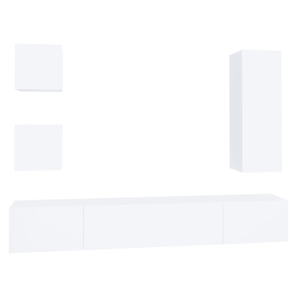 -Delige Tv-Meubelset Bewerkt Hout 80 x 30 x 30 cm Wit