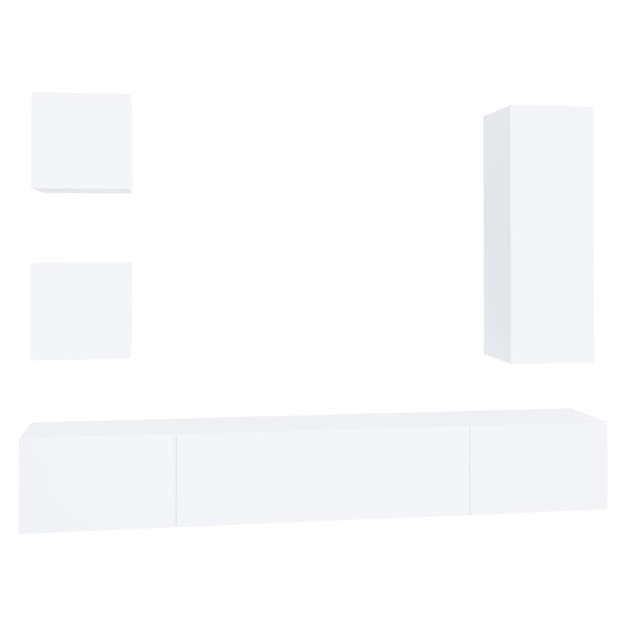 -Delige Tv-Meubelset Bewerkt Hout 80 x 30 x 30 cm Wit