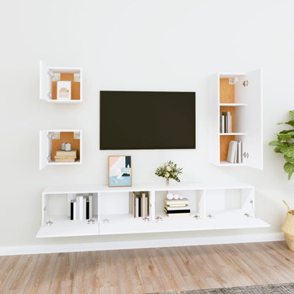 -Delige Tv-Meubelset Bewerkt Hout 80 x 30 x 30 cm Wit