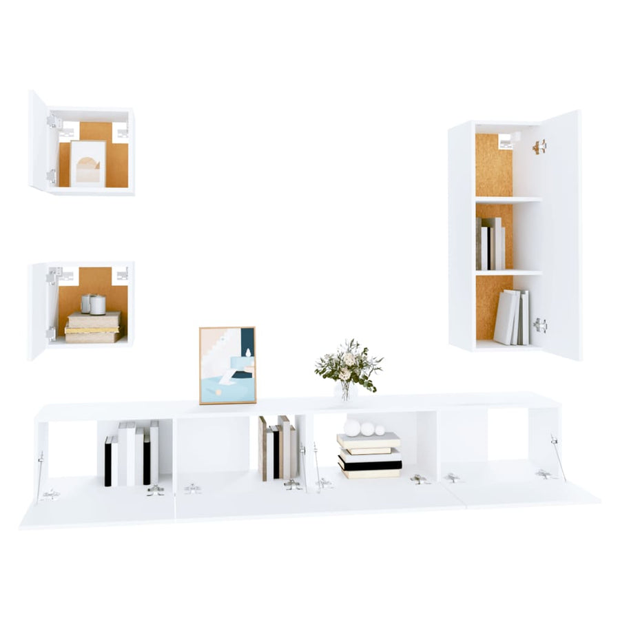 -Delige Tv-Meubelset Bewerkt Hout 80 x 30 x 30 cm Wit