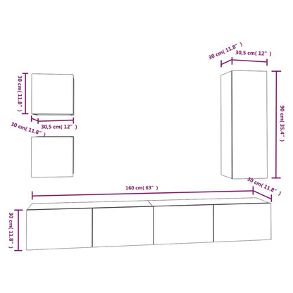 -Delige Tv-Meubelset Bewerkt Hout 80 x 30 x 30 cm Wit
