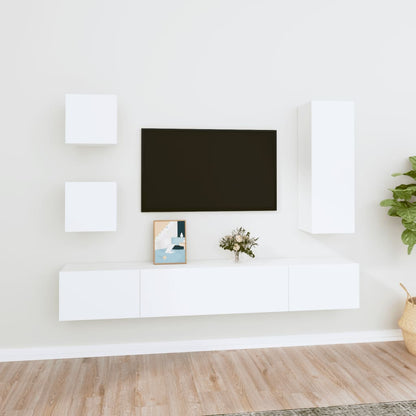 -Delige Tv-Meubelset Bewerkt Hout 80 x 30 x 30 cm Wit