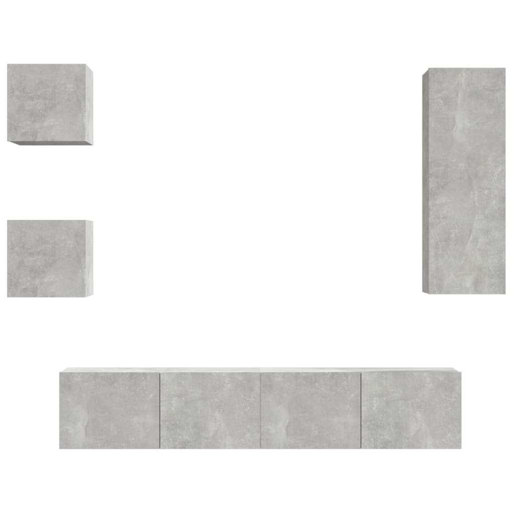 -Delige Tv-Meubelset Bewerkt Hout 80 x 30 x 30 cm Betongrijs