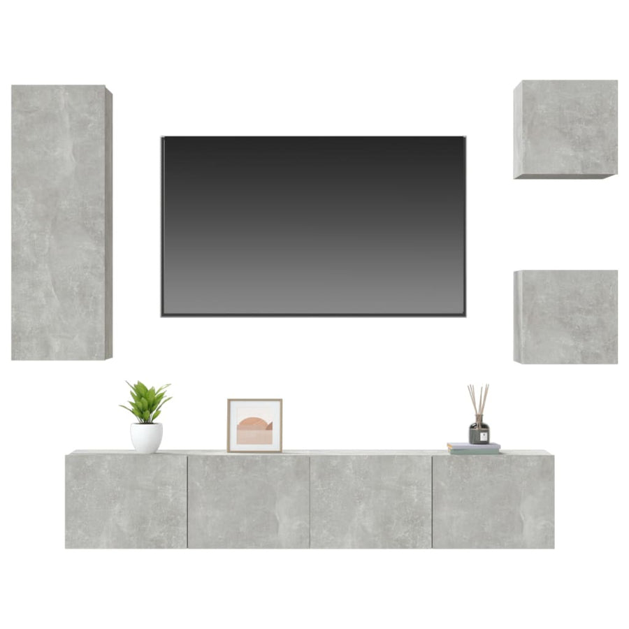 -Delige Tv-Meubelset Bewerkt Hout 80 x 30 x 30 cm Betongrijs