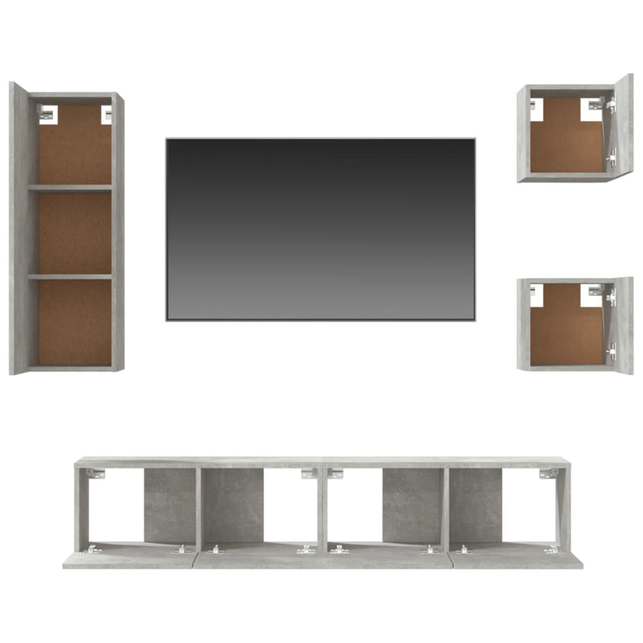 -Delige Tv-Meubelset Bewerkt Hout 80 x 30 x 30 cm Betongrijs
