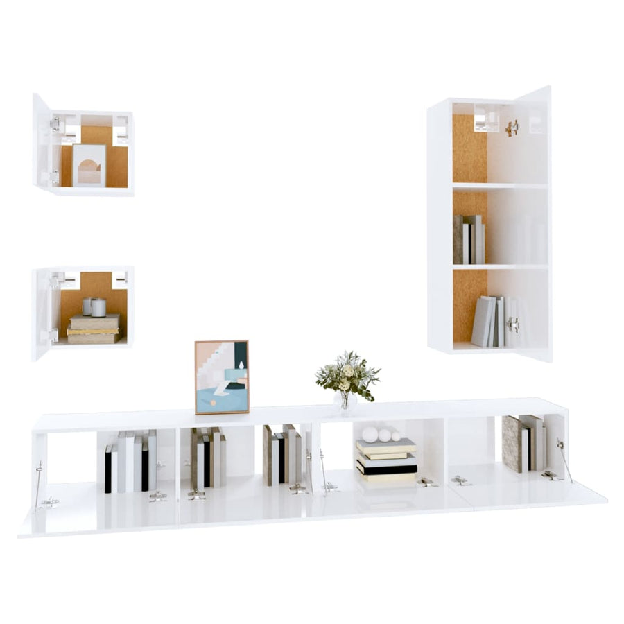 -Delige Tv-Meubelset Bewerkt Hout 100 x 30 x 30 cm Wit