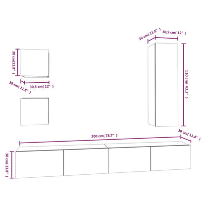 -Delige Tv-Meubelset Bewerkt Hout 100 x 30 x 30 cm Wit