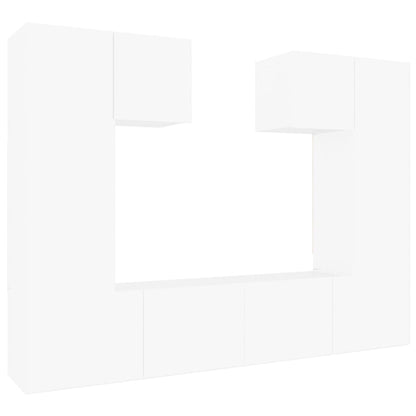 6-Delige Tv-Meubelset Bewerkt Hout 80 cm Wit