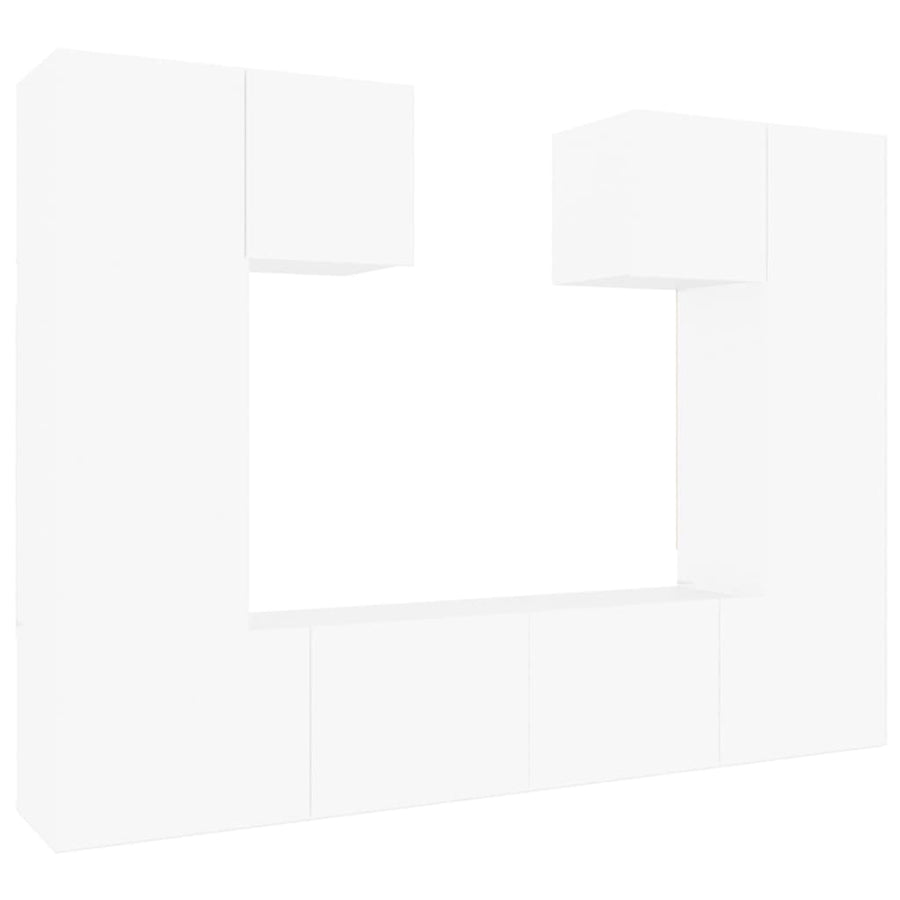 6-Delige Tv-Meubelset Bewerkt Hout 80 cm Wit