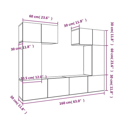 6-Delige Tv-Meubelset Bewerkt Hout 80 cm Wit