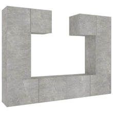 6-Delige Tv-Meubelset Bewerkt Hout 80 cm Betongrijs