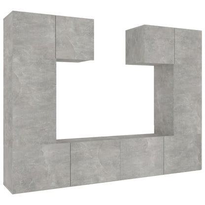 6-Delige Tv-Meubelset Bewerkt Hout 80 cm Betongrijs