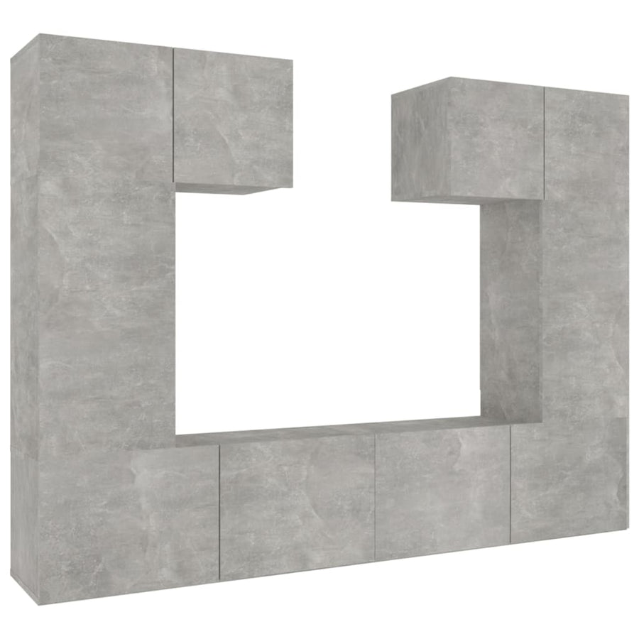 6-Delige Tv-Meubelset Bewerkt Hout 80 cm Betongrijs