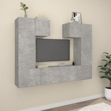 6-Delige Tv-Meubelset Bewerkt Hout 80 cm Betongrijs