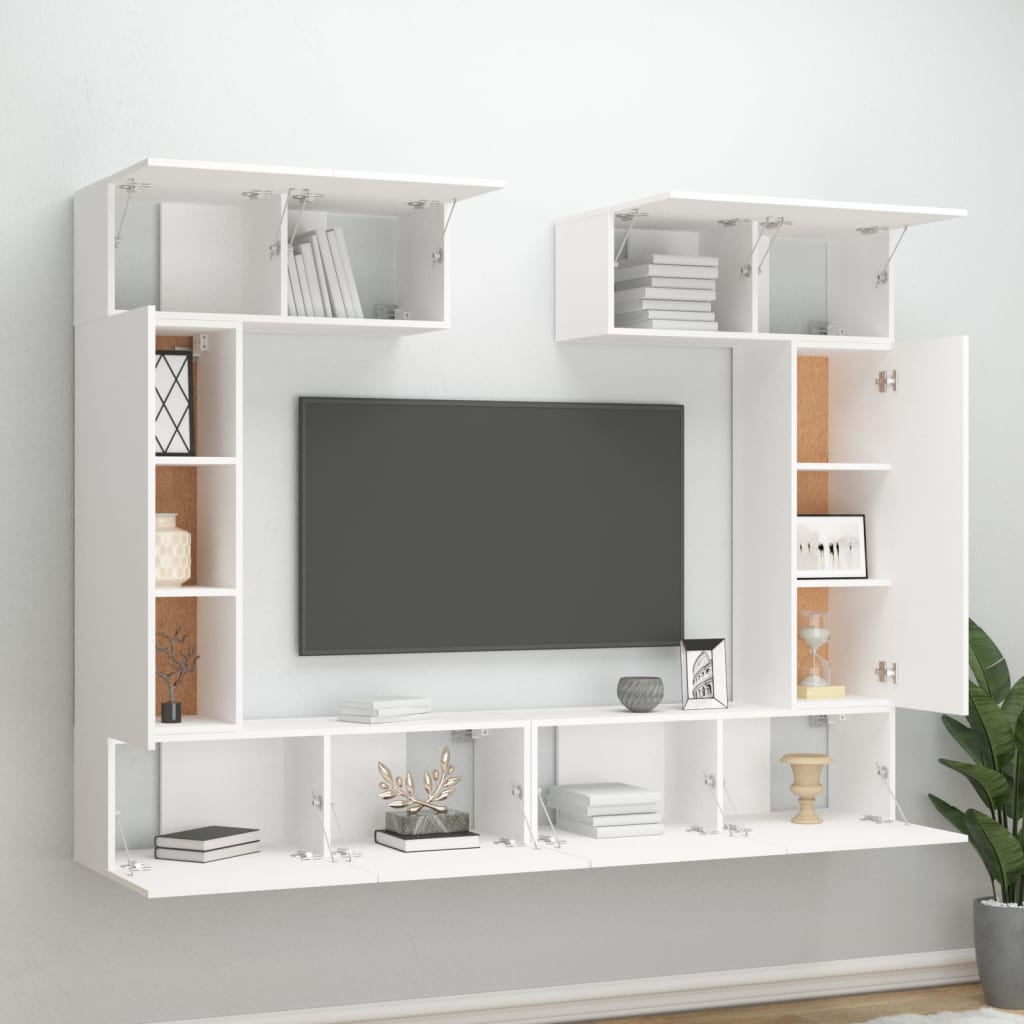 -Delige Tv-Meubelset Bewerkt Hout 100 x 30 x 30 cm Wit