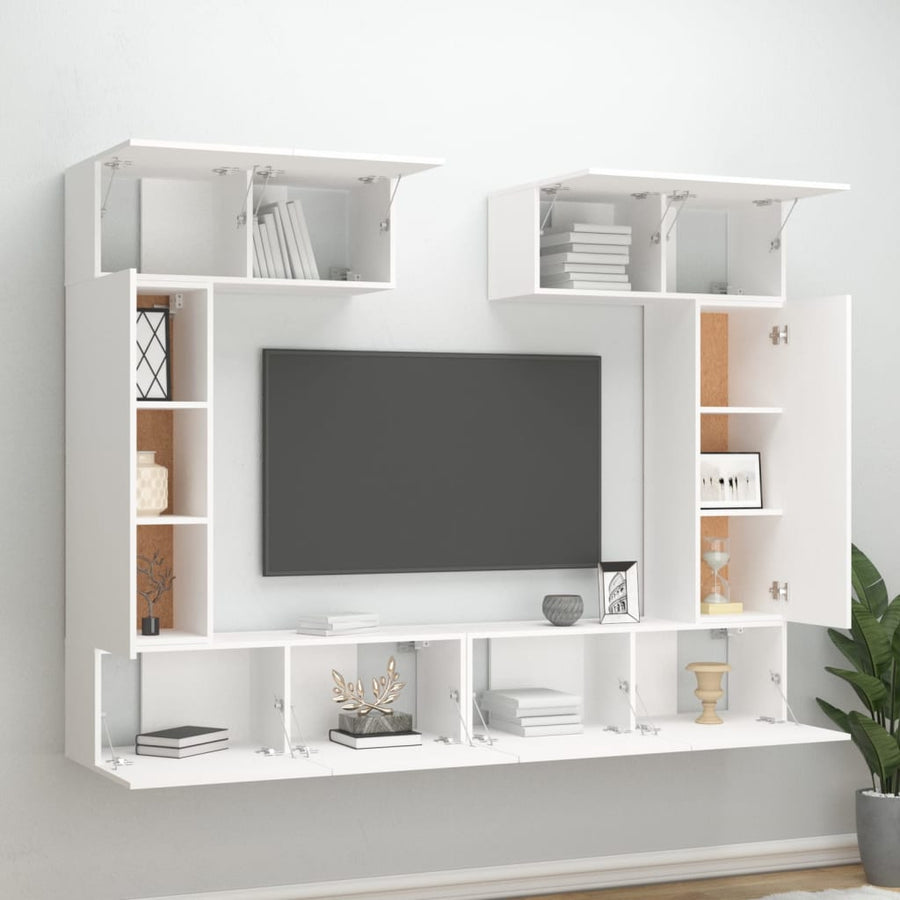 -Delige Tv-Meubelset Bewerkt Hout 100 x 30 x 30 cm Wit