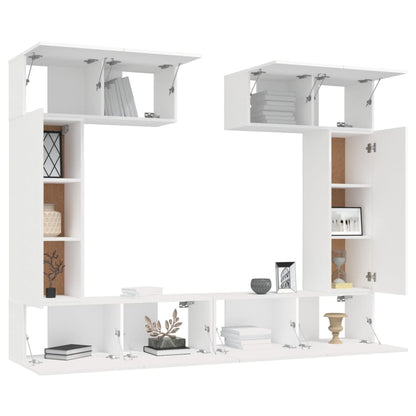 -Delige Tv-Meubelset Bewerkt Hout 100 x 30 x 30 cm Wit