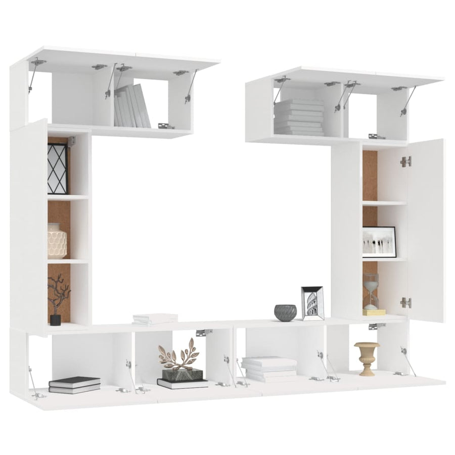 -Delige Tv-Meubelset Bewerkt Hout 100 x 30 x 30 cm Wit