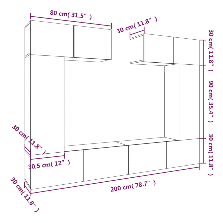 -Delige Tv-Meubelset Bewerkt Hout 100 x 30 x 30 cm Wit
