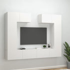 Tv-meubelset 6-delig bewerkt hout wit wandmontage
