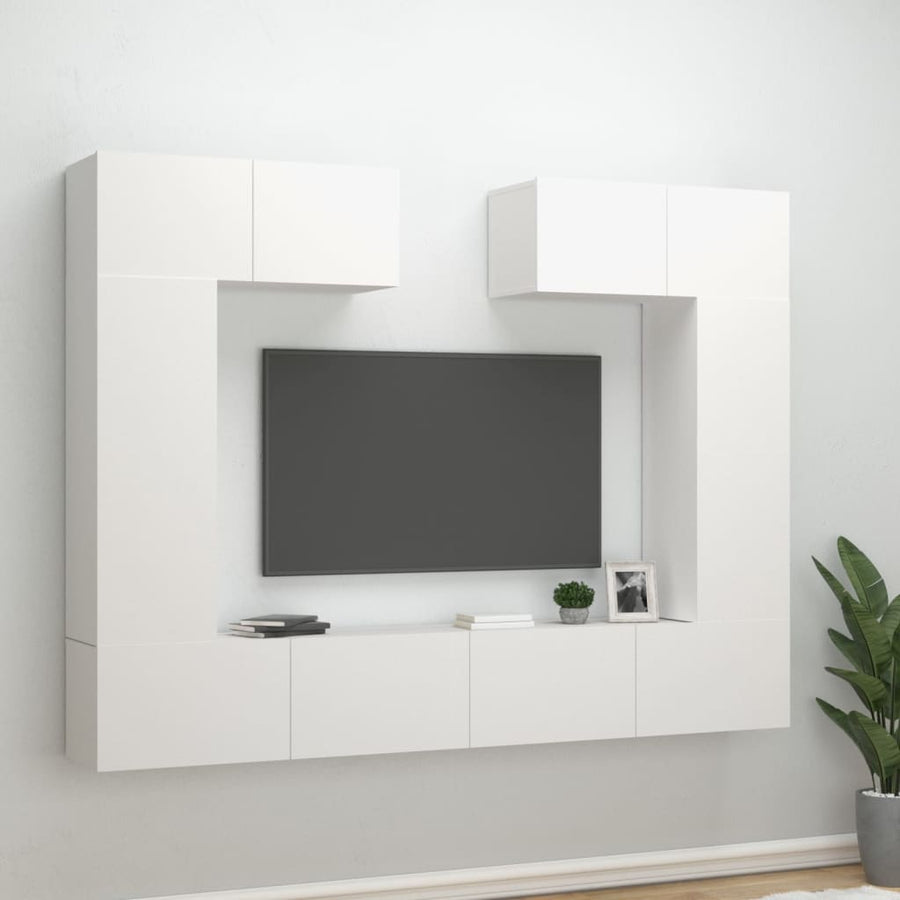 -Delige Tv-Meubelset Bewerkt Hout 100 x 30 x 30 cm Wit