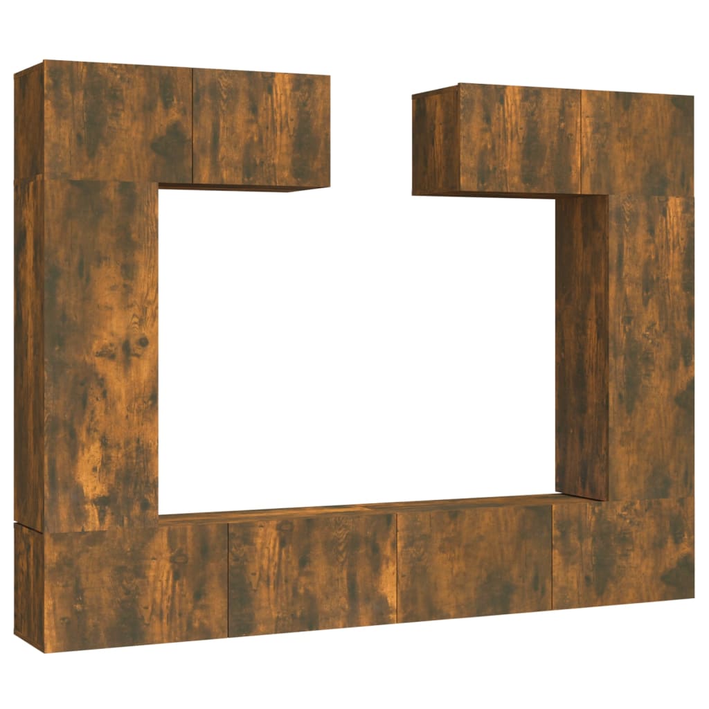 -Delige Tv-Meubelset Bewerkt Hout Kleurig 100 x 30 x 30 cm Gerookt eiken