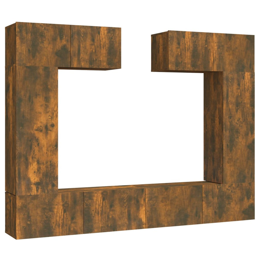 -Delige Tv-Meubelset Bewerkt Hout Kleurig 100 x 30 x 30 cm Gerookt eiken