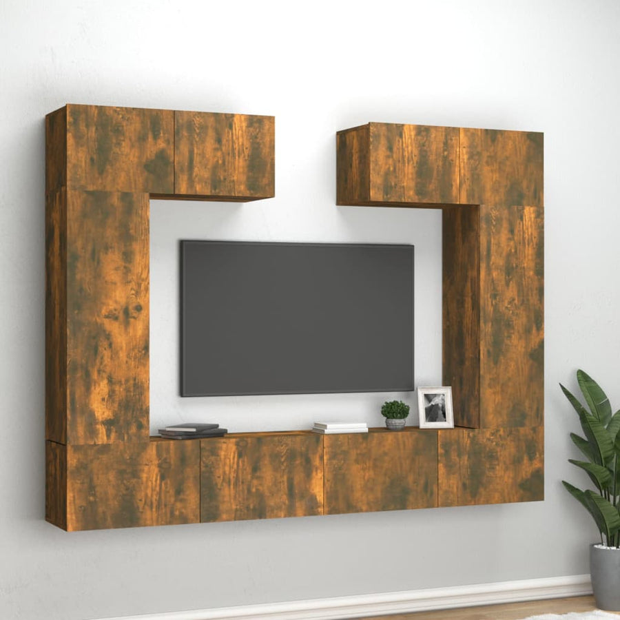 -Delige Tv-Meubelset Bewerkt Hout Kleurig 100 x 30 x 30 cm Gerookt eiken