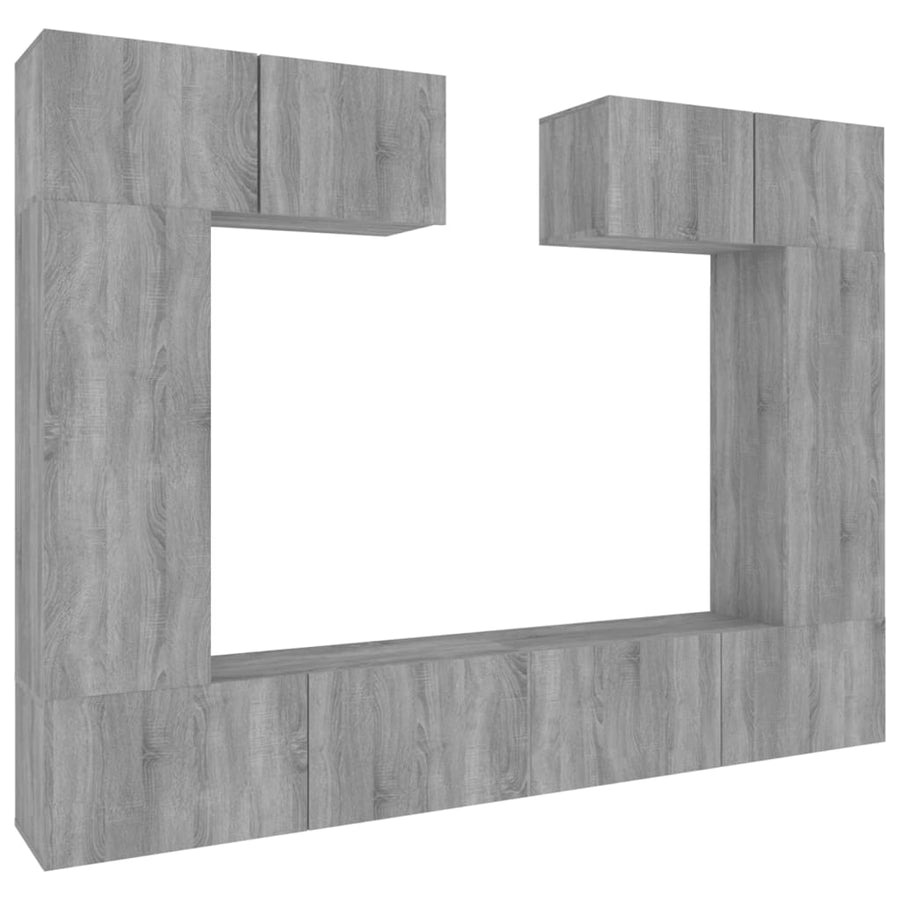 6-Delige Tv-Meubelset Bewerkt Hout Grijs Sonoma Eikenkleurig 100 x 30 x 30 cm
