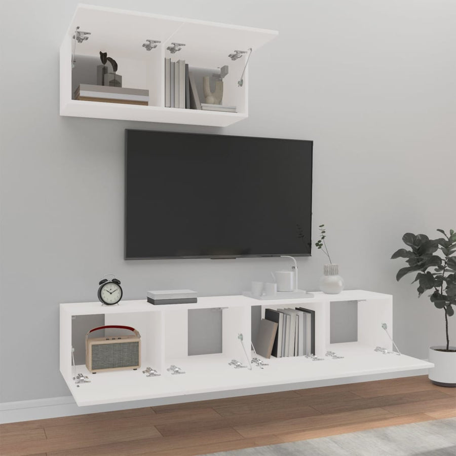 -Delige Tv-Meubelset Bewerkt Hout 80 x 30 x 30 cm Wit