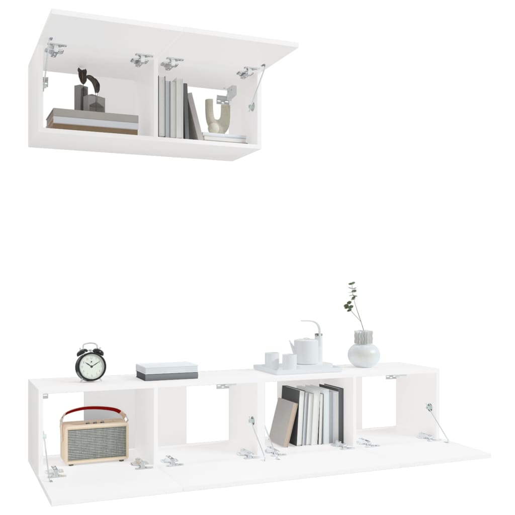 -Delige Tv-Meubelset Bewerkt Hout 80 x 30 x 30 cm Wit