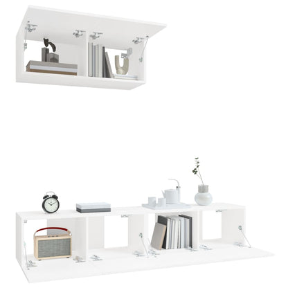 -Delige Tv-Meubelset Bewerkt Hout 80 x 30 x 30 cm Wit