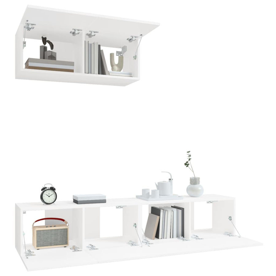 -Delige Tv-Meubelset Bewerkt Hout 80 x 30 x 30 cm Wit