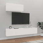 Tv-meubelset 3-delig bewerkt hout wit 80x30x30 cm