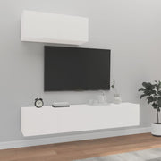 Tv-meubelset 3-delig bewerkt hout wit 80x30x30 cm