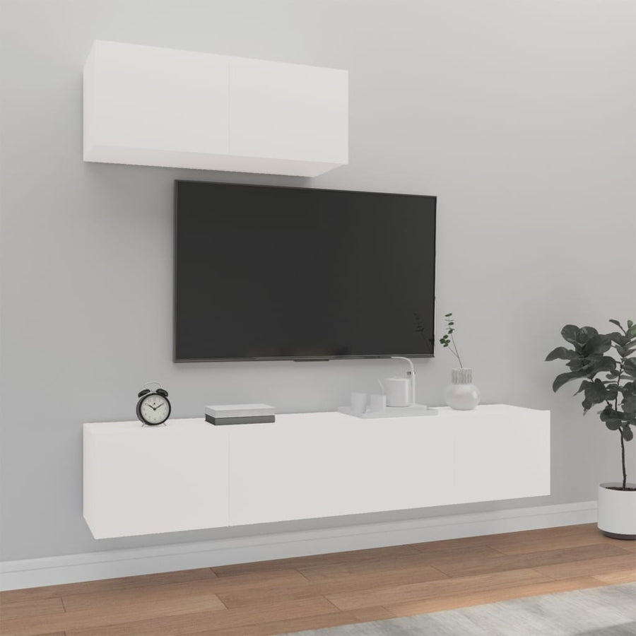 -Delige Tv-Meubelset Bewerkt Hout 80 x 30 x 30 cm Wit