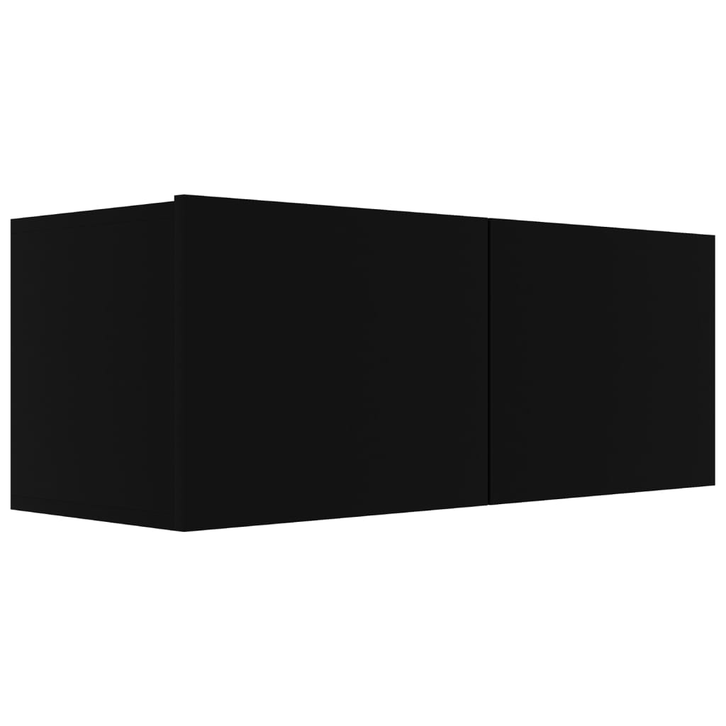 -Delige Tv-Meubelset Bewerkt Hout 80 x 30 x 30 cm Zwart