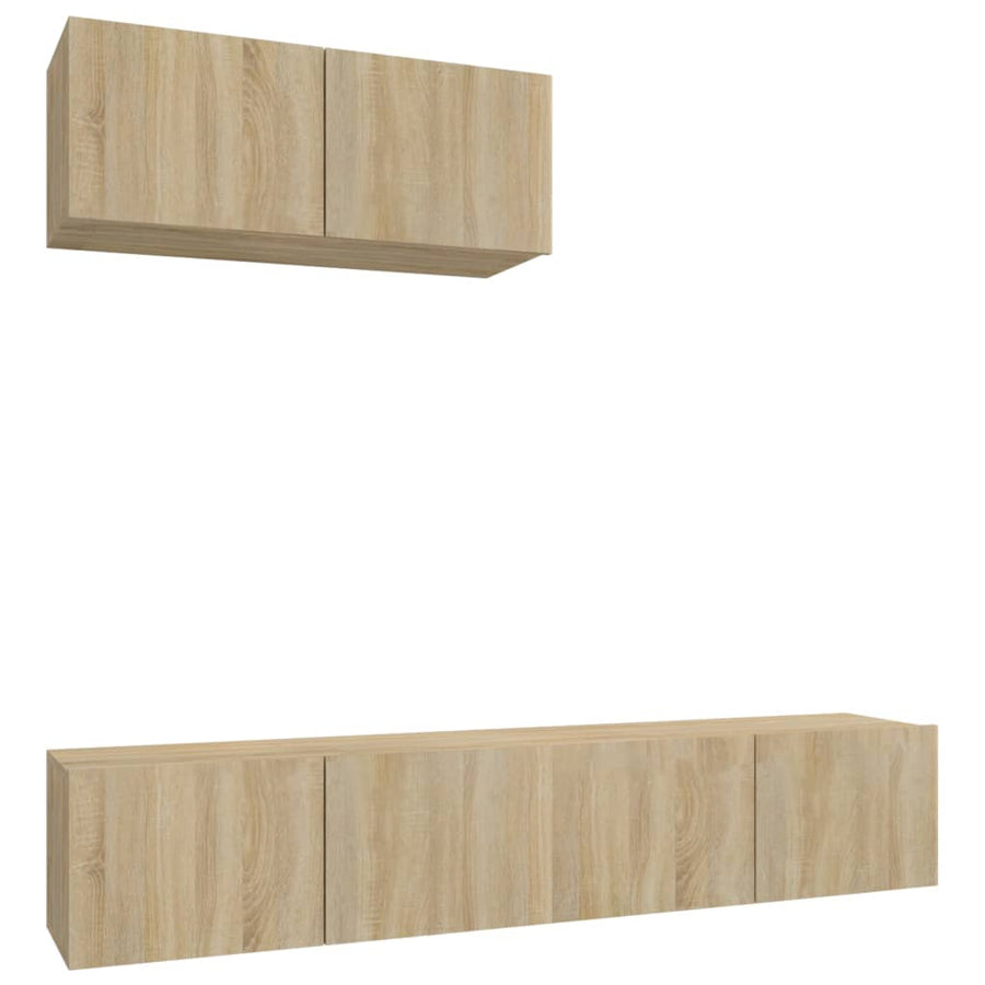 -Delige Tv-Meubelset Bewerkt Hout Kleurig 80 x 30 x 30 cm Sonoma eiken