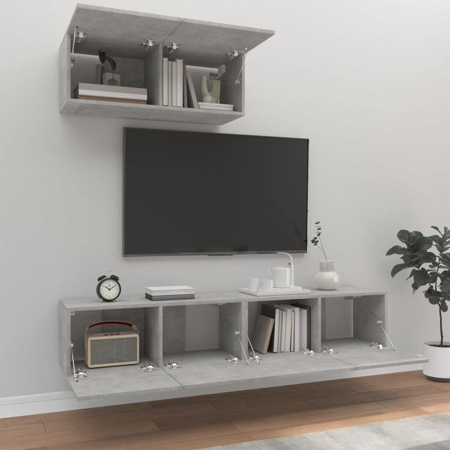 -Delige Tv-Meubelset Bewerkt Hout 80 x 30 x 30 cm Betongrijs