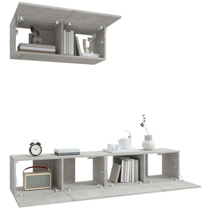 -Delige Tv-Meubelset Bewerkt Hout 80 x 30 x 30 cm Betongrijs
