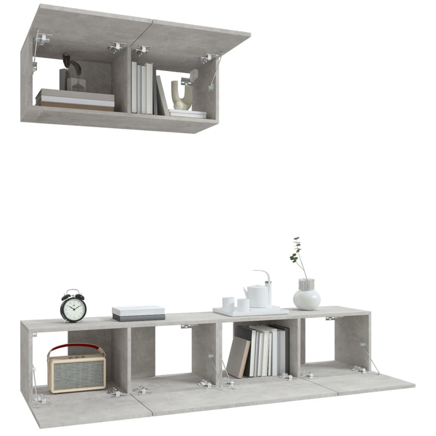 -Delige Tv-Meubelset Bewerkt Hout 80 x 30 x 30 cm Betongrijs