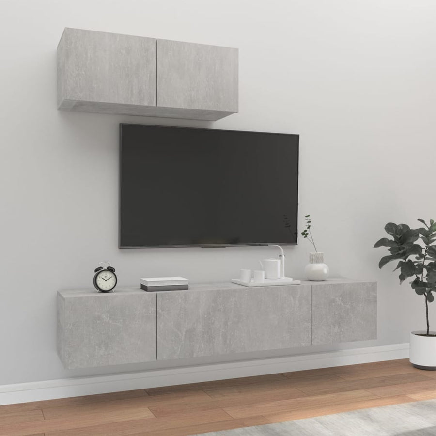 -Delige Tv-Meubelset Bewerkt Hout 80 x 30 x 30 cm Betongrijs