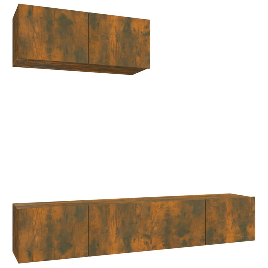 -Delige Tv-Meubelset Bewerkt Hout Kleurig 80 x 30 x 30 cm Gerookt eiken