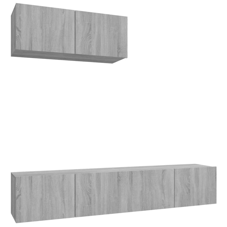 -Delige Tv-Meubelset Bewerkt Hout Eikenkleurig 80 x 30 x 30 cm Grijs sonoma